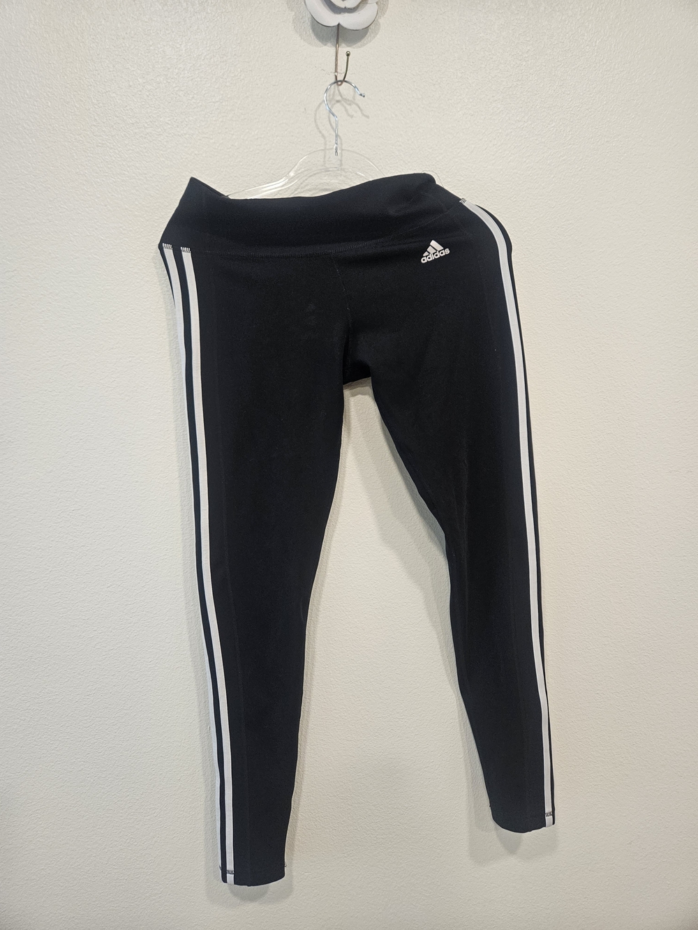 adidas Black Skinny Leggings with White Side Stripes